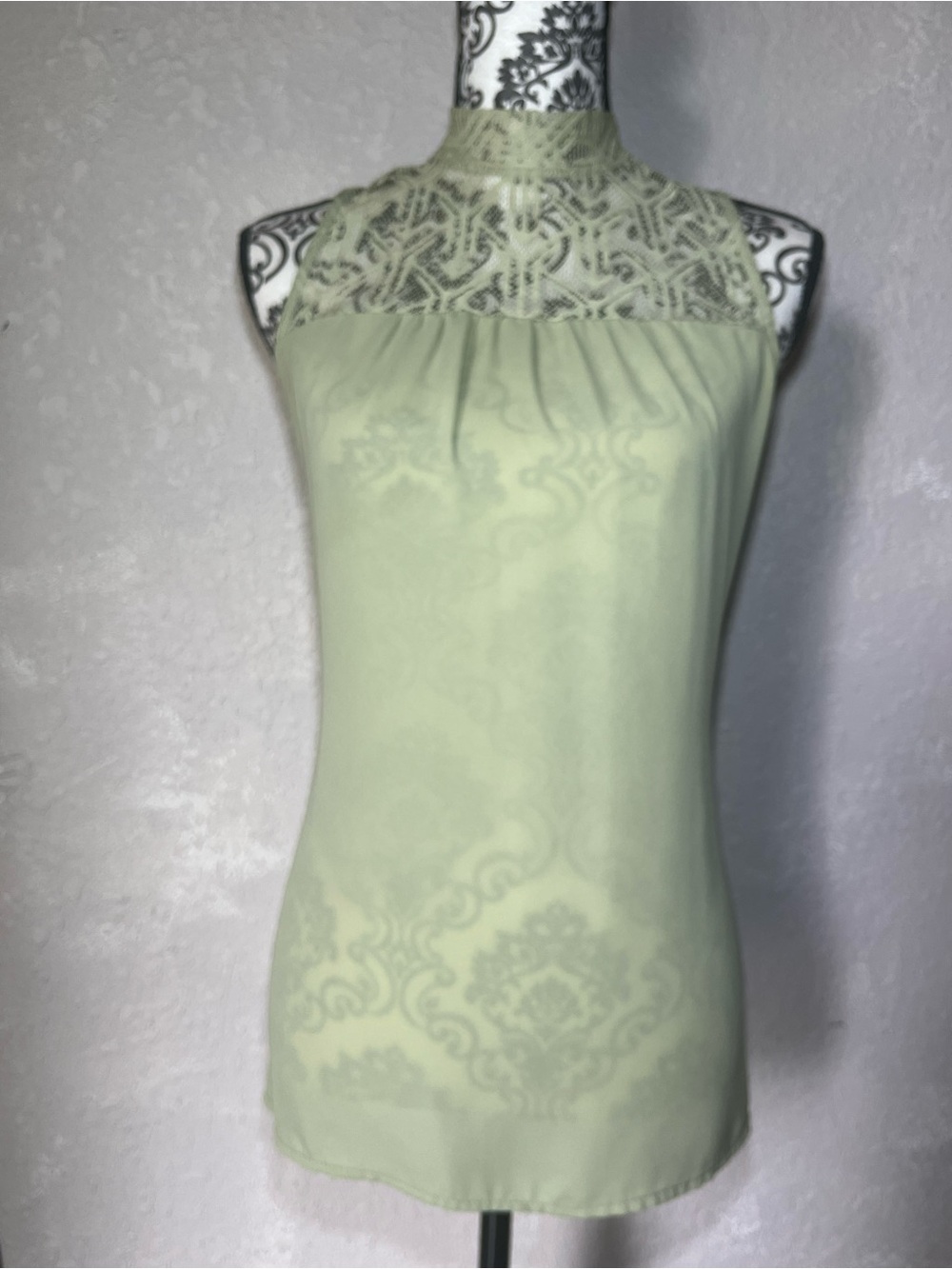 Lilly Pulitzer Sage Green High-Neck Lace Yoke Camisole